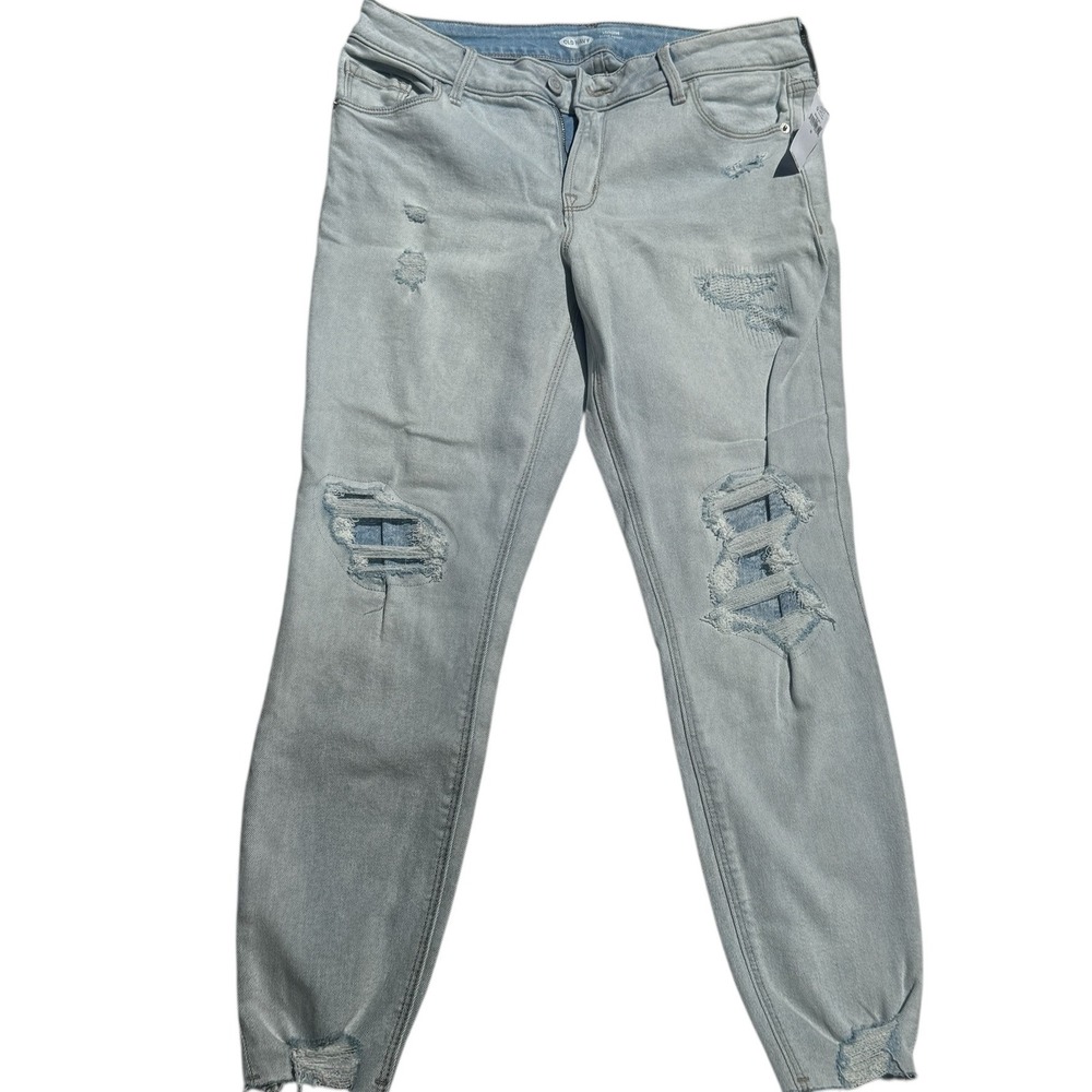 Old Navy Rockstar Super Skinny Ankle Distressed Jeans Women's Size 10 Light wash